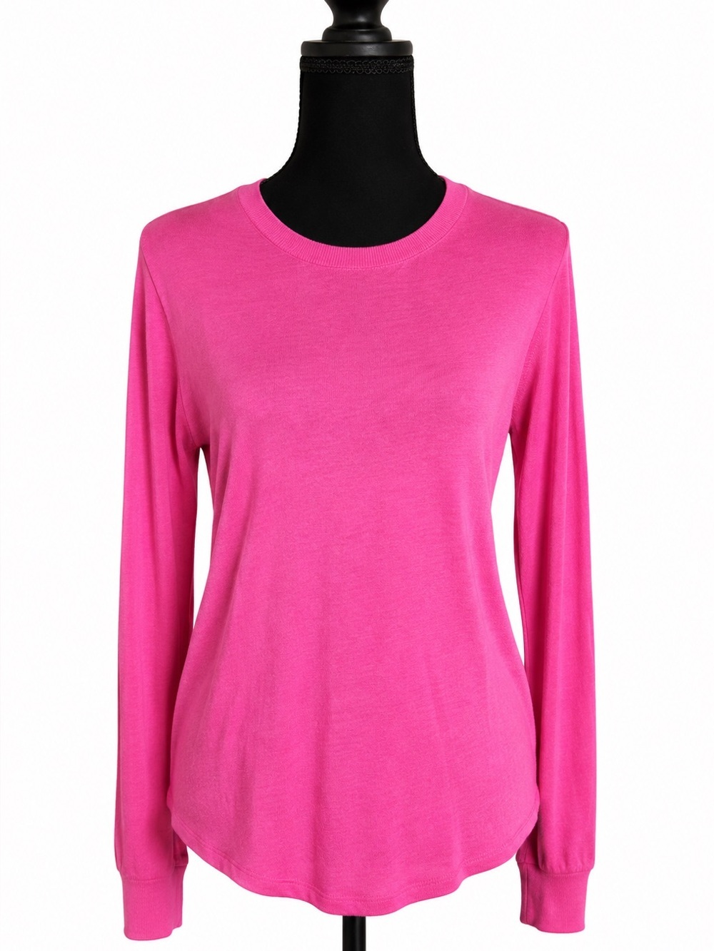 THE LIMITED PINK LONG SLEEVE TOP WITH BLACK AND WHITE CHECKERED OPEN BACK DETAIL